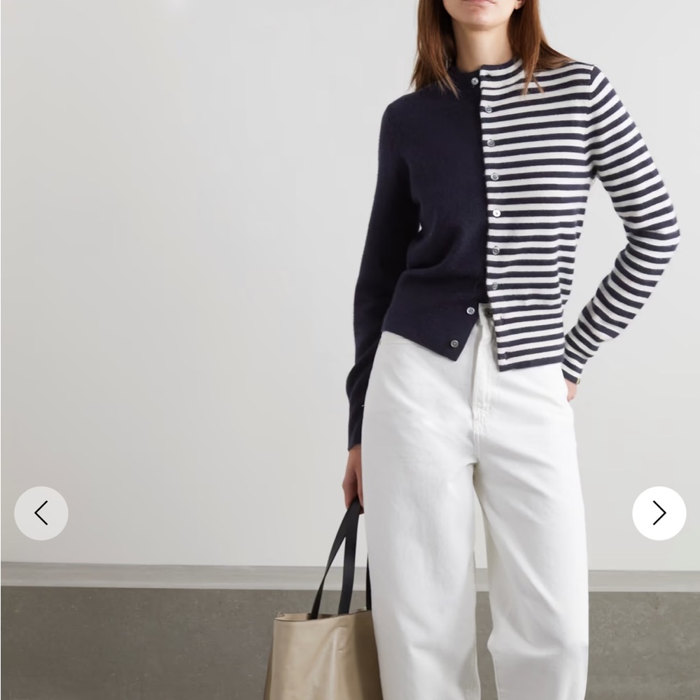 Extreme Cashmere Little-game Paneled Striped Cashmere-blend Cardigan